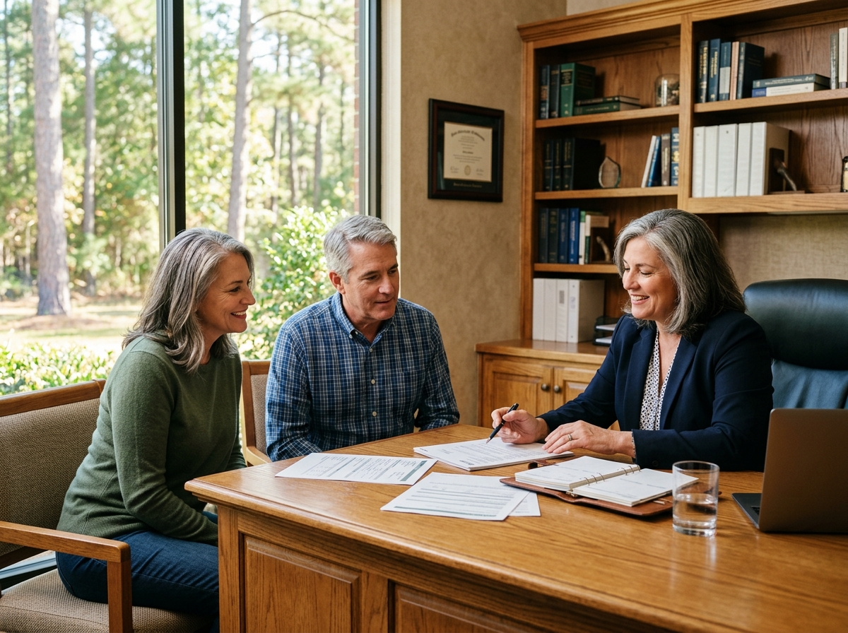 Licensed CPA consulting with a local Tyler couple in a welcoming East Texas office